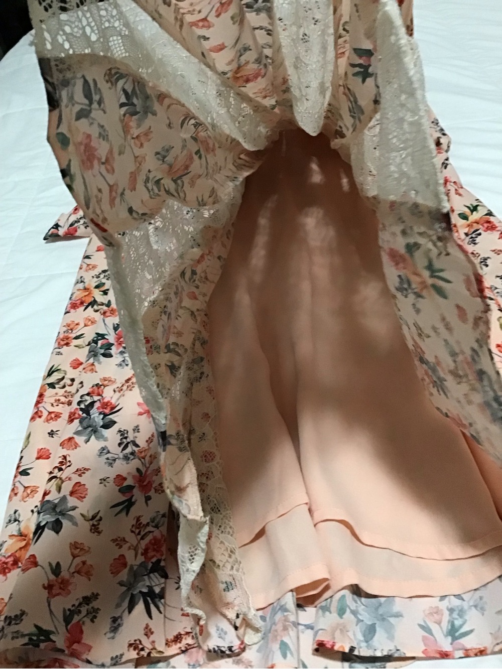 French Connection Blush Floral Lace-Trim Midi Dress Size 8 - Picture 12 of 15